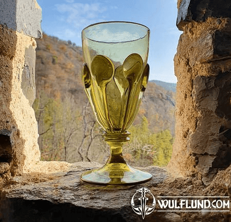 PERCHTA, BOHEMIAN MEDIEVAL GOBLET, GREEN FOREST GLASS
