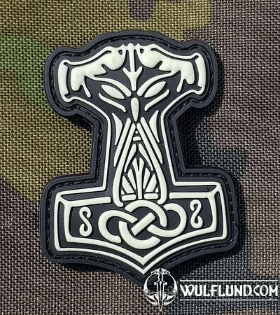 THOR'S HAMMER, 3D RUBBER PATCH, GLOW IN THE DARK