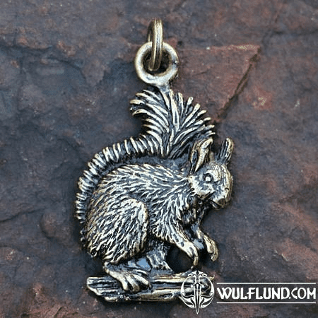 SQUIRREL, PENDANT, ZINC, ANTIQUE BRASS