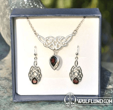 CARDIOLA, STERLING SILVER JEWELLERY SET, GARNET