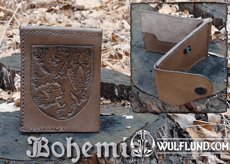 LEATHER WALLET, BOHEMIA, HAND CARVED