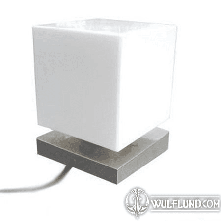 CUBE, TABLE LAMP, NICKEL STAND, 200 MM