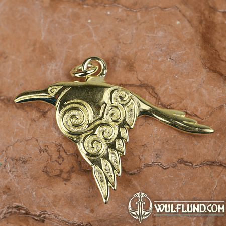 CORVUS - CELTIC CROW PENDANT GOLD PLATED