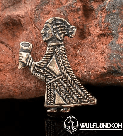 VALKYRIE WITH A HORN, BIRKA, BRONZE PENDANT