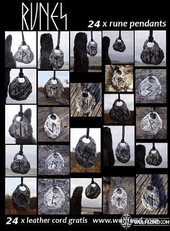 RUNES, WHOLESALE LOT OF 24 PCS WITH LEATHER CORDS