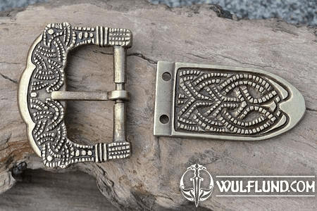 VIKING BUCKLE AND STRAP END, REPLICA, GOKSTAD, NORWAY, ZINC