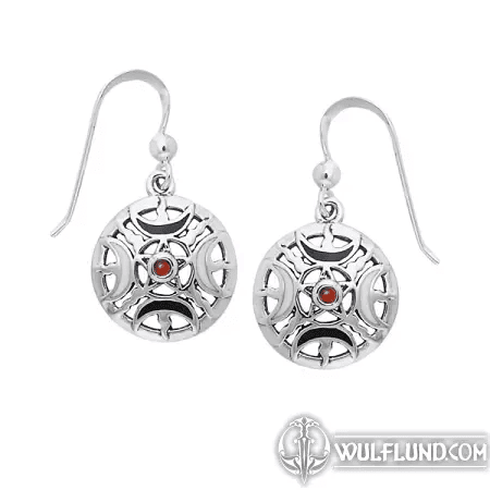 FIRE MOON PENTACLE, SILVER EARRINGS, AG 925