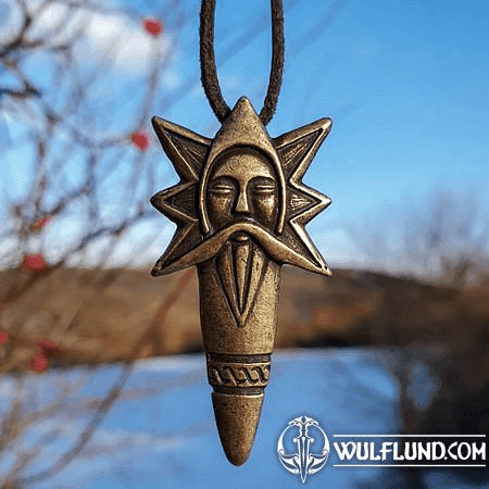 PERUN SLAVIC GOD, PENDANT, ZINC, ANT. BRASS