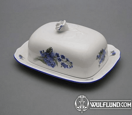 BUTTER DISH WITH A LID, FORGET-ME-NOTS, KARLSBAD PORCELAIN