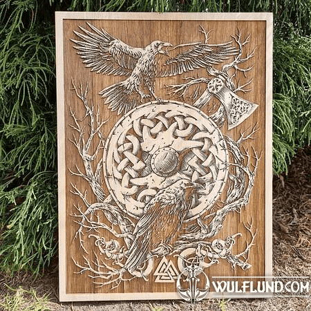 HUGINN AND MUNINN WALL DECORATION 30X40 WOOD