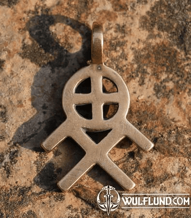 SUN AND HEAVENLY HORSES SYMBOL, BRONZE PENDANT