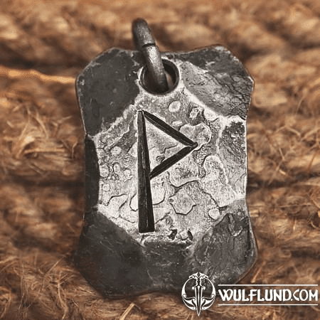 WUNJO, FORGED IRON RUNE PENDANT