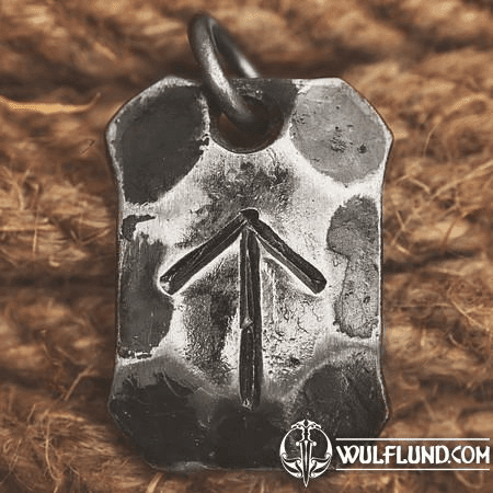 TEIWAZ, FORGED IRON RUNE PENDANT, IRON