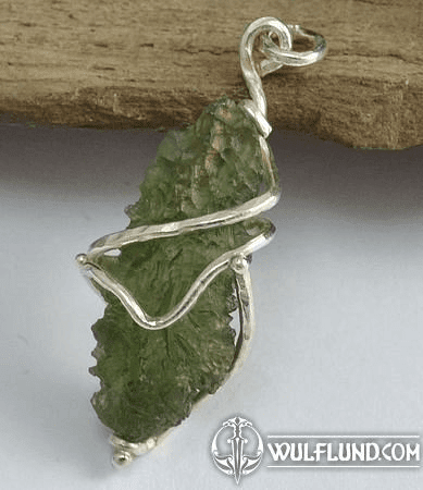 PORTIA, RAW MOLDAVITE PENDANT, STERLING SILVER