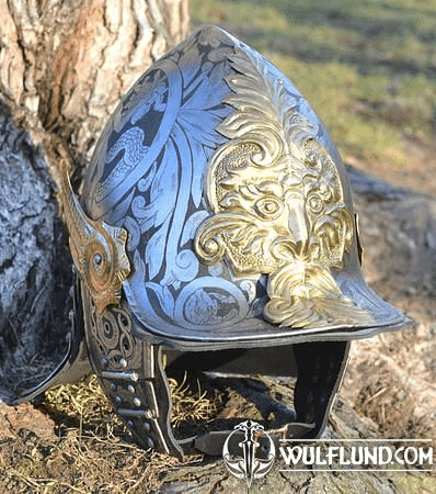 PERSEUS, LUXURY ETCHED RENAISSANCE HELMET