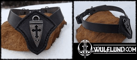 ANTI-VAMPIRE LEATHER NECKLACE, WITH CROSS SHIELD TALISMAN