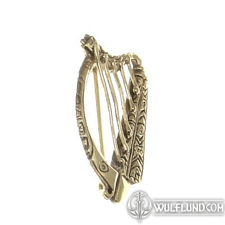 IRISH HARP, BRONZE BROOCH