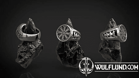 AEGISHJÁLMUR - HELM OF AWE, VIKING RING, SILVER