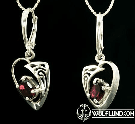 ROWAN, CELTIC STERLING SILVER EARRINGS, GARNET