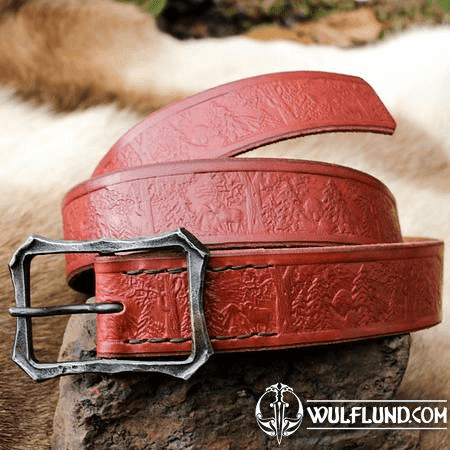 TAIGA FORESTRY LEATHER BELT WITH FORGED BUCKLE, BROWN
