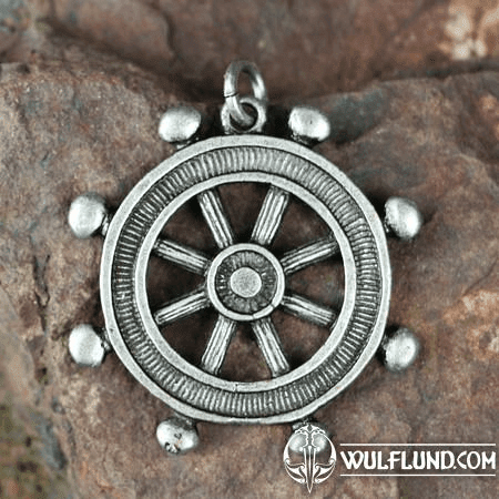 STEERING WHEEL, MASSIVE ZINC PENDANT, ANTIQUE SILVER