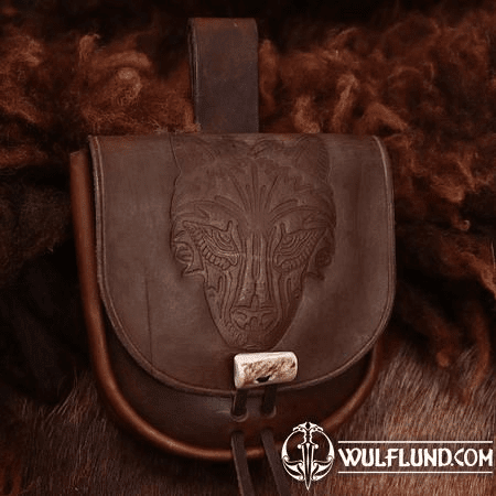 WOLF, LEATHER BAG, BROWN