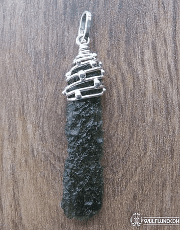 ORBITUS, RAW MOLDAVITE PENDANT, STERLING SILVER