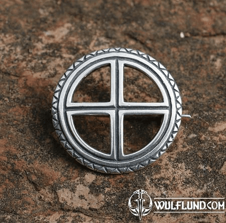 SUN CROSS, SILVER BROOCH