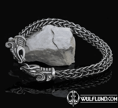 DREKI, VIKING DRAGON, STERLING SILVER BRACELET - VIKING KNIT