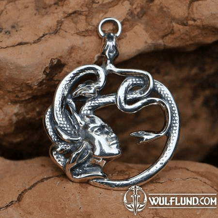 MEDUSA, ANTIKER TALISMAN, SILBER