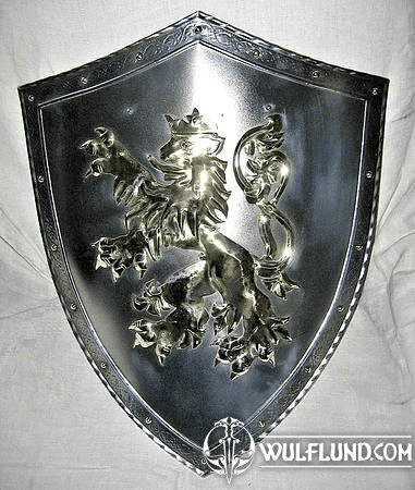 BOHEMIAN COAT OF ARMS, DECORATED SHIELD, IRON AND BRASS