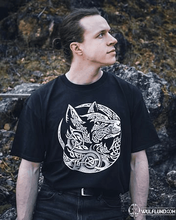 FENRIR, VIKING WOLF, MEN'S T-SHIRT B&W