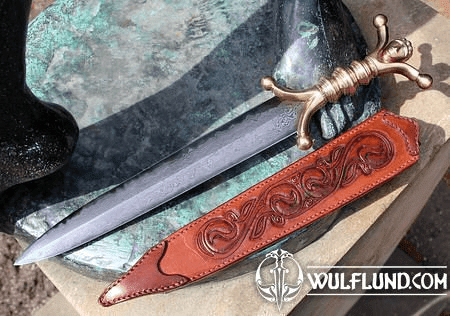 EARNAN, CELTIC ANTHROPOMORPHIC BRONZE DAGGER, DAMASCUS STEEL