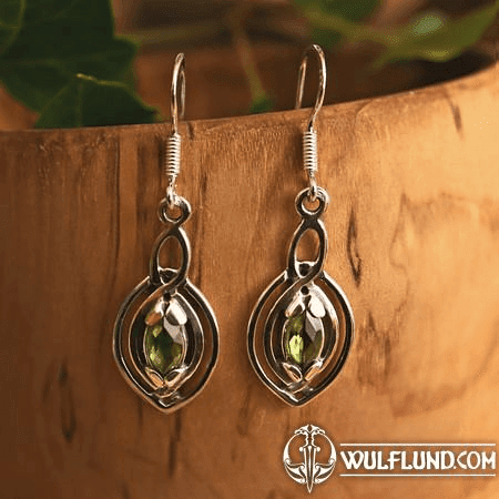 MAIA, BOUCLES D'OREILLES, FACETTES MOLDAVITE, ARGENT