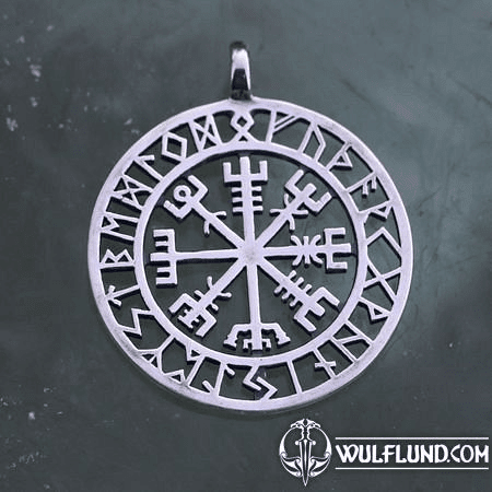 VEGVISIR, ISLÄNDISCHE RUNE, ANHÄNGER, SILBER