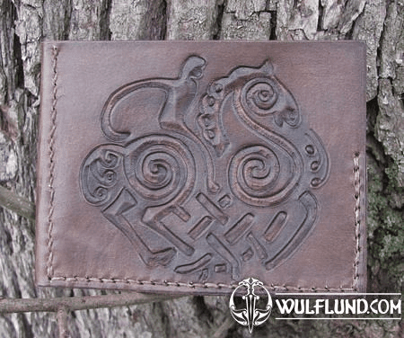 ODIN AND SLEIPNIR, CARVED LEATHER WALLET