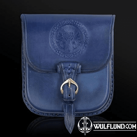 ALBA, SCOTTISH THISTLE, LEATHER BELT BAG - BLUE