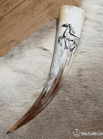 SLEIPNIR, CARVED DRINKING HORN - 0.3 L