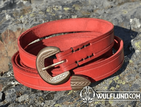 VIGO, MEDIEVAL LEATHER BELT, RED