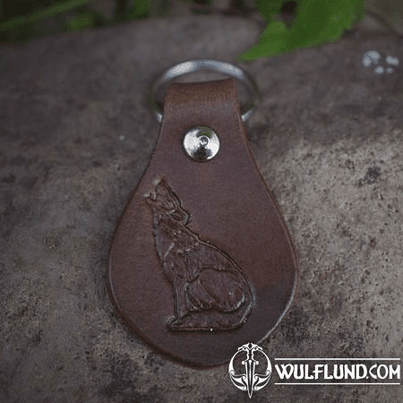 HOWLING WOLF, KEYRING, LEATHER