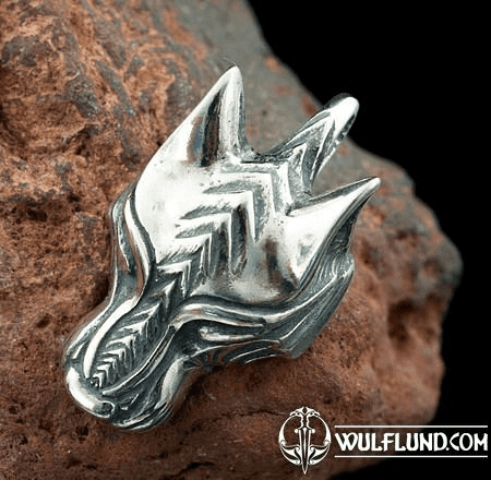 WARG, LOUP NORDIQUE, PENDENTIF VIKING, ARGENT STERLING