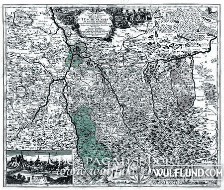 TESCHEN SILESIA, MATHIAS SEUTTER, TOBIAS CONRAD LOTTER, HISTORICAL MAP, REPLICA