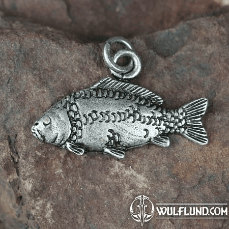 CARP - FISH, FISHING PENDANT, ZINC, ANTIQUE SILVER