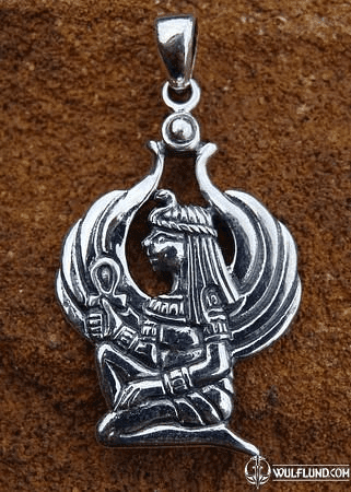 WINGED ISIS, EGYPTIAN GODDESS, SILVER PENDANT, AG 925