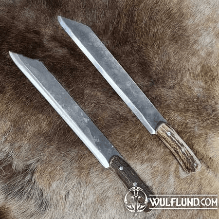 SEAX, HAND FORGED LONG KNIFE, ANTLER, SHARP REPLICA