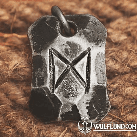 DAGAZ, FORGED IRON RUNE PENDANT