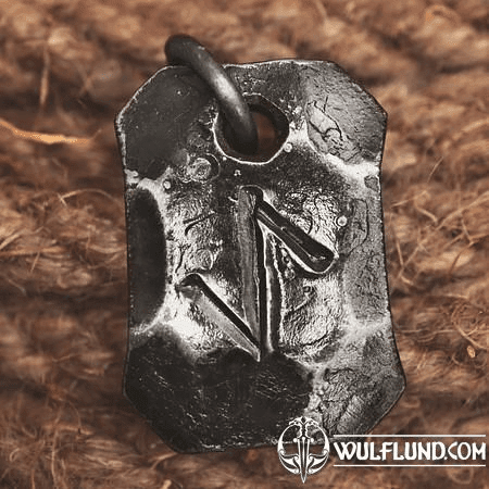 IHWAZ, FORGED IRON RUNE PENDANT