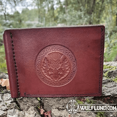 SCOTTISH THISTLE - LEATHER WALLET, BROWN
