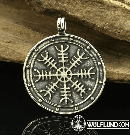 AEGISHJALMUR, HELM OF AWE, MAGICAL RUNE MEDALLION, SILVER