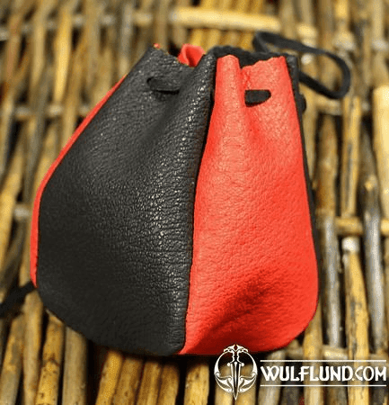 LEATHER POUCH, RED 9 X 10CM